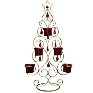 Rustic Metal Christmas Tree Candle Holder